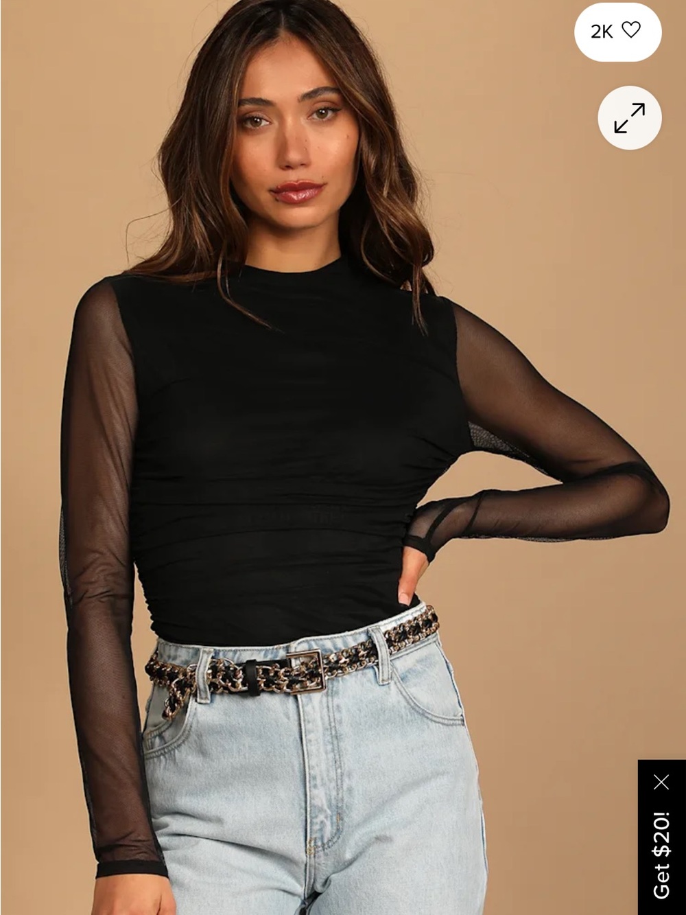 Lulu's Black Mock Neck Long-Sleeve Bodysuit